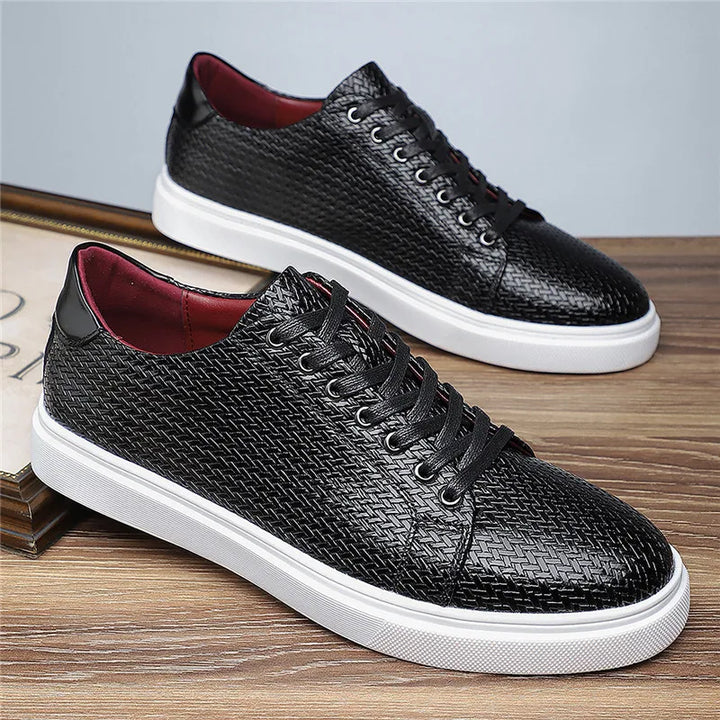 Men's Woven Leather Trainers – Low-Top Smart Casual Sneakers – view 9