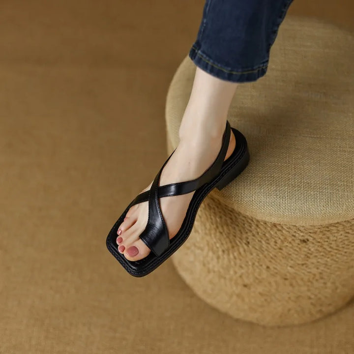 Women's Italian Leather Sandals – Cushioned Low Heel Comfort – view 12