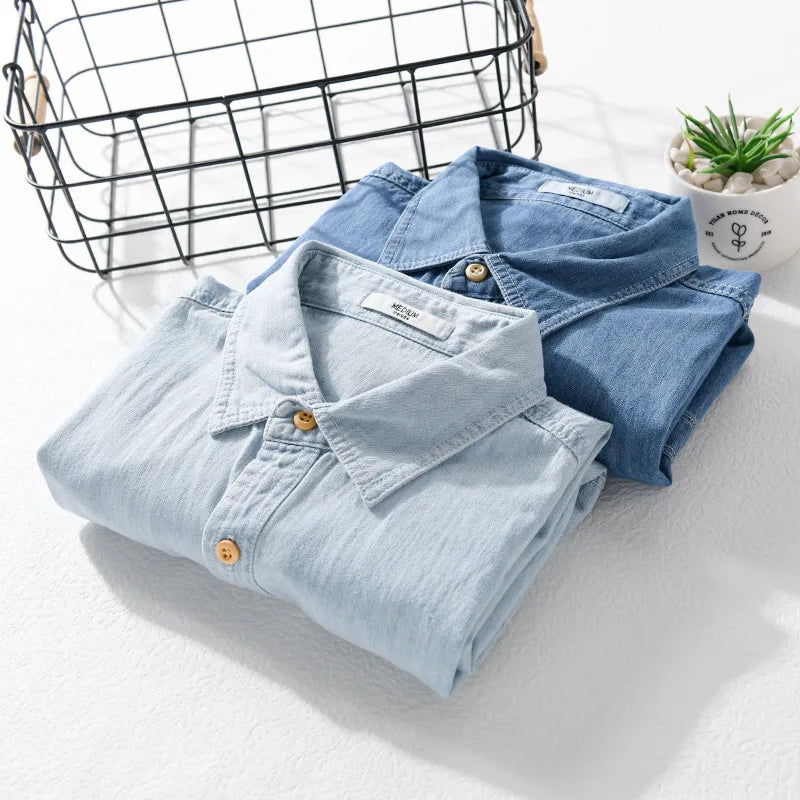 Men's Bordeaux Denim Shirt – Slim Fit Smart-Casual Essential – view 4