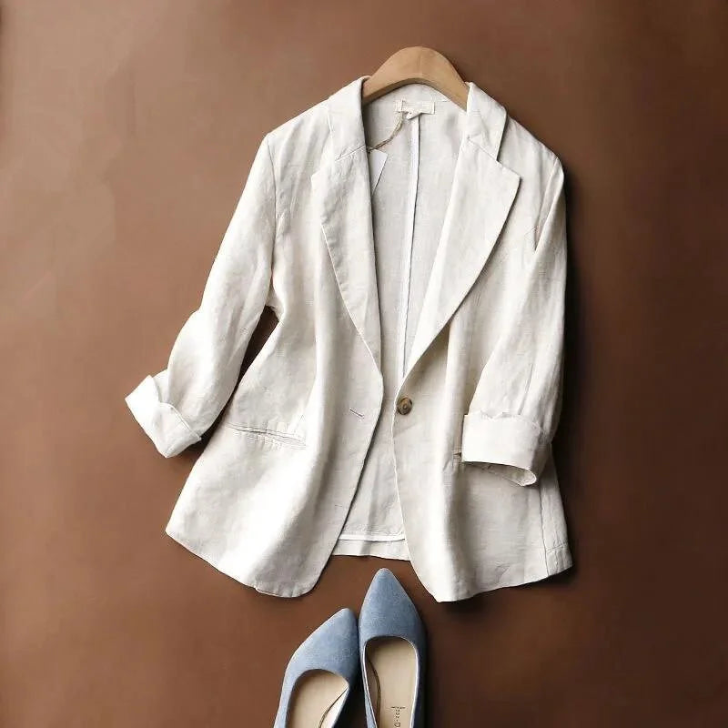 Women's Relaxed Linen Blazer – Laid-Back Summer Tailoring