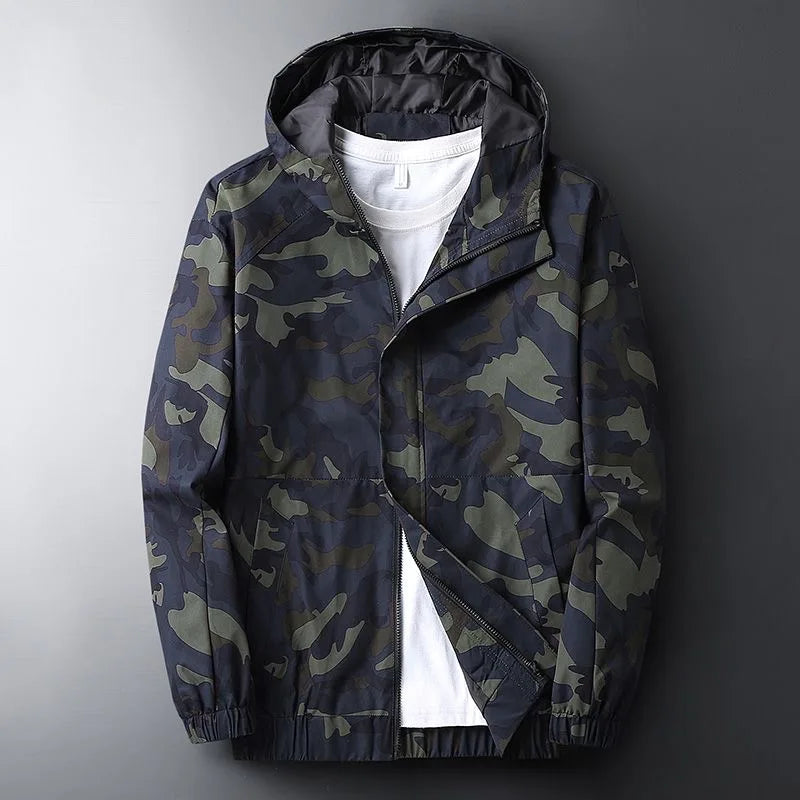 Men's Camo Windbreaker Jacket – Lightweight Water-Resistant Shell