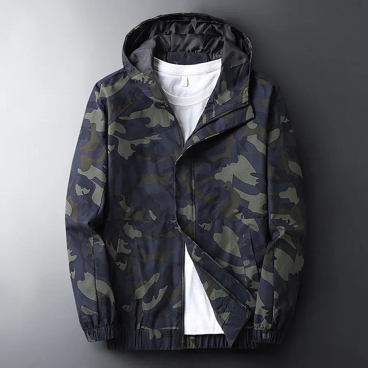 Men's Camo Windbreaker Jacket – Lightweight Water-Resistant Shell