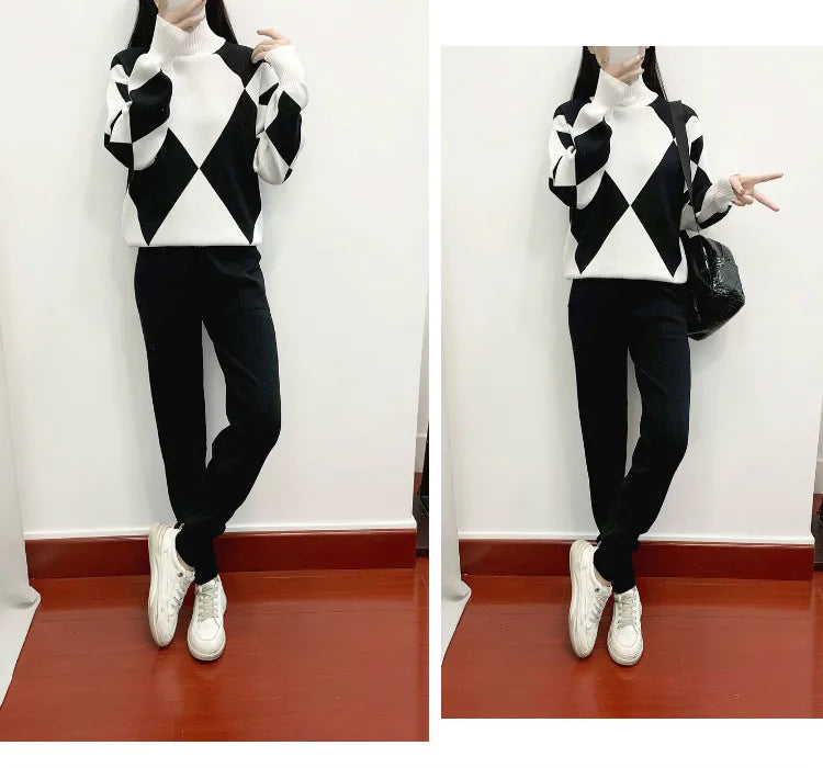 Women's Emilie Knitted Co-ord Set – Geometric Jumper & Joggers – view 12