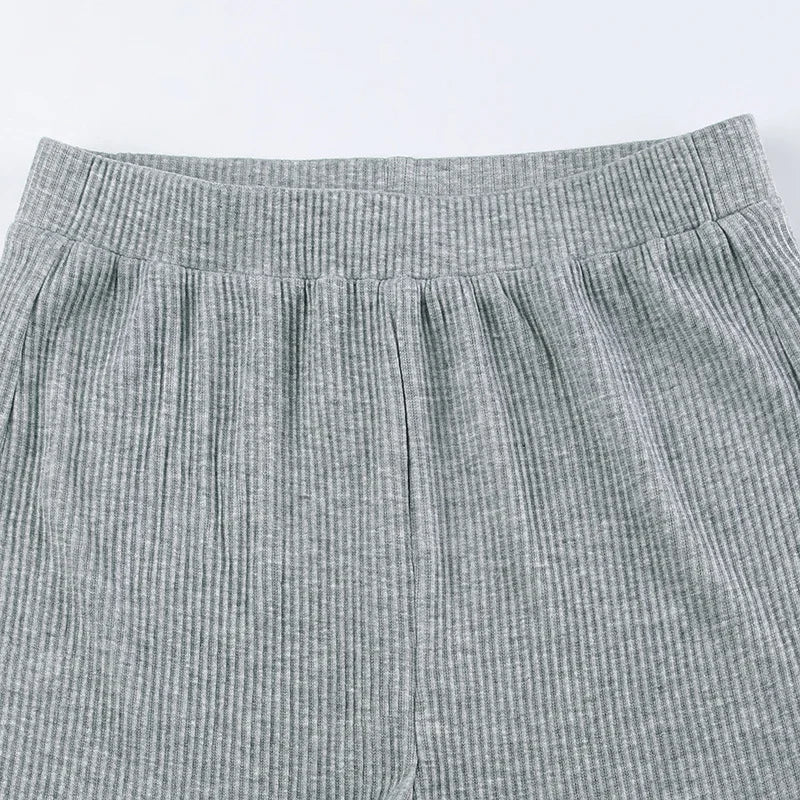 Women's Ribbed Knit Lounge Set – Ridge 3-Piece Hoodie & Shorts
