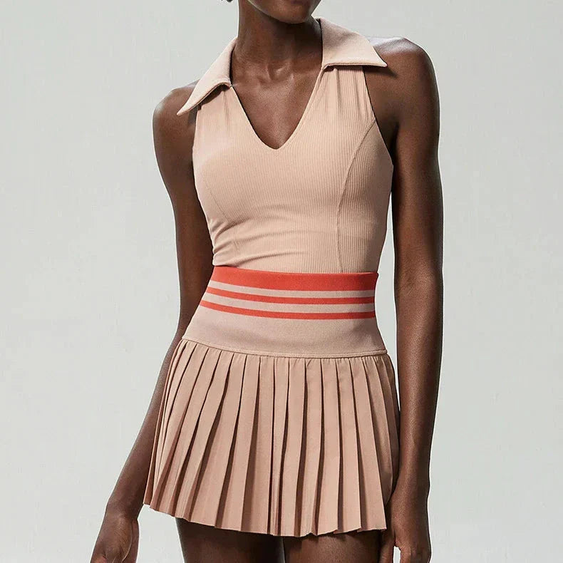 Women's Pleated Tennis Set – Quick-Dry Crop Top & Skirt
