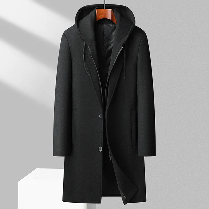 Men's Merino Wool Overcoat – Detachable Hood Winter Coat – view 6
