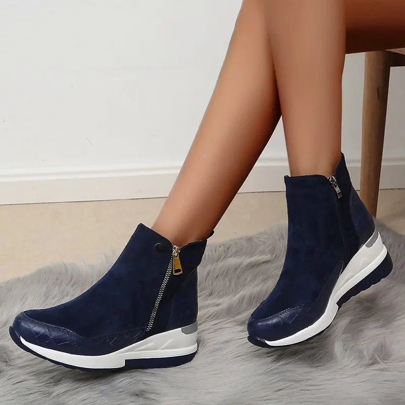 Women's Textured Wedge Boots – Side-Zip Comfort for All Day – view 3