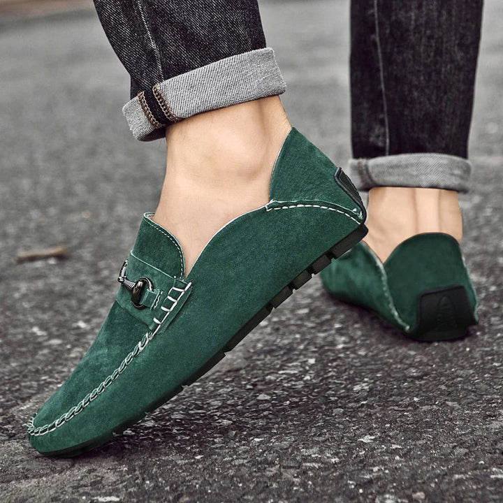 Men's Suede Loafers – Horse-Bit Detail, Non-Slip Sole