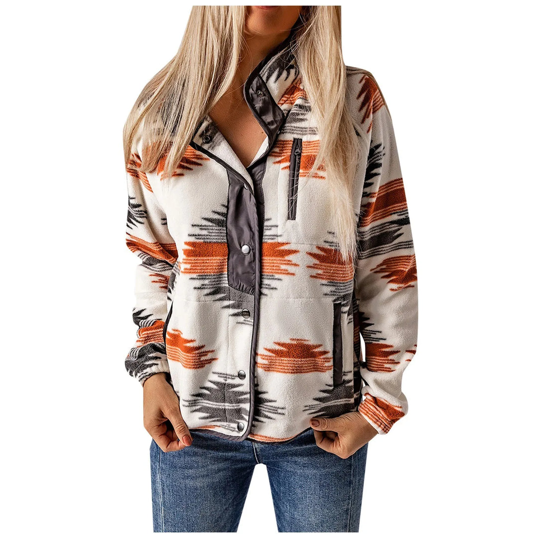 Women's Fleece Button-Up Jacket – Cosy Colour-Block Layering – view 7