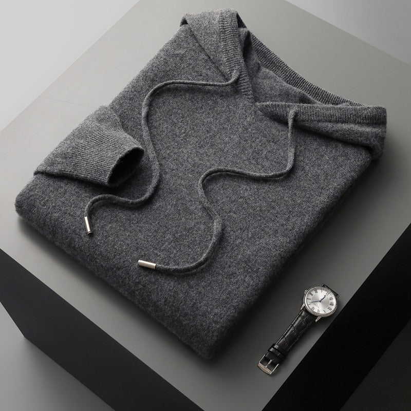 Men's Merino Wool Hoodie – Matteo Soft Knit Layering Piece – view 4