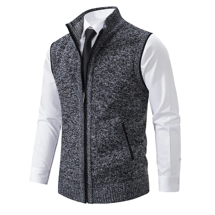 Men's Knitted Zip-Up Gilet – Funnel Neck Vest for Smart Layering – view 2