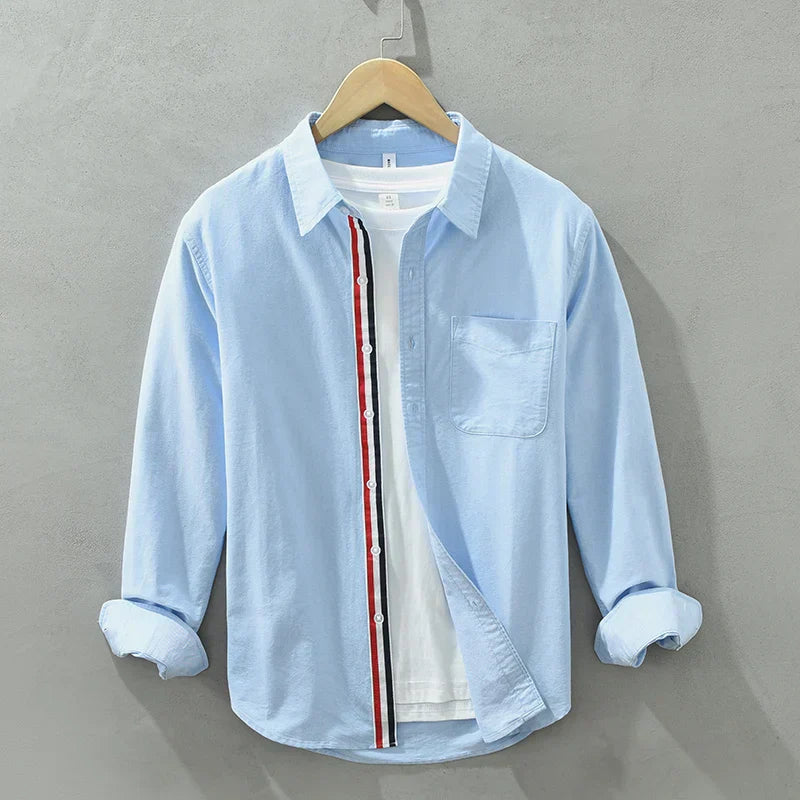 Men's Lightweight Linen Shirt – Breathable Smart Casual Button-Up – Blue