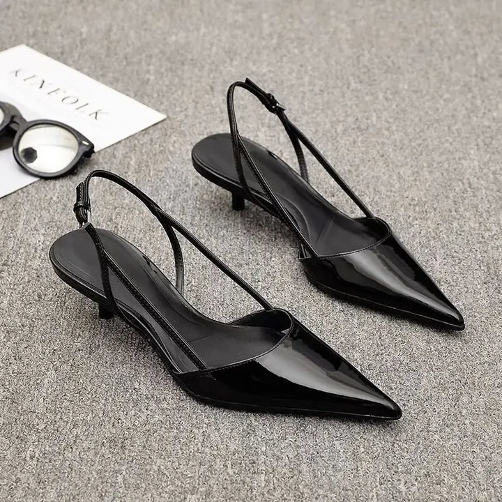 Women's Slingback Low Heels - Polished Comfort for Day to Night
