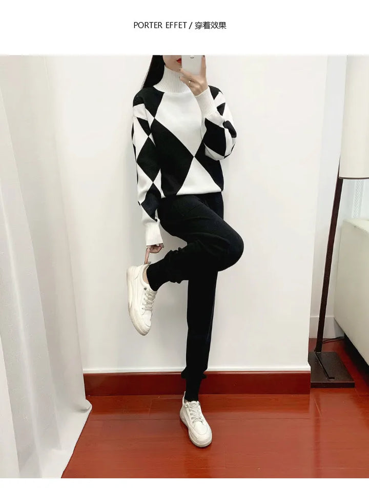 Women's Emilie Knitted Co-ord Set – Geometric Jumper & Joggers – view 11