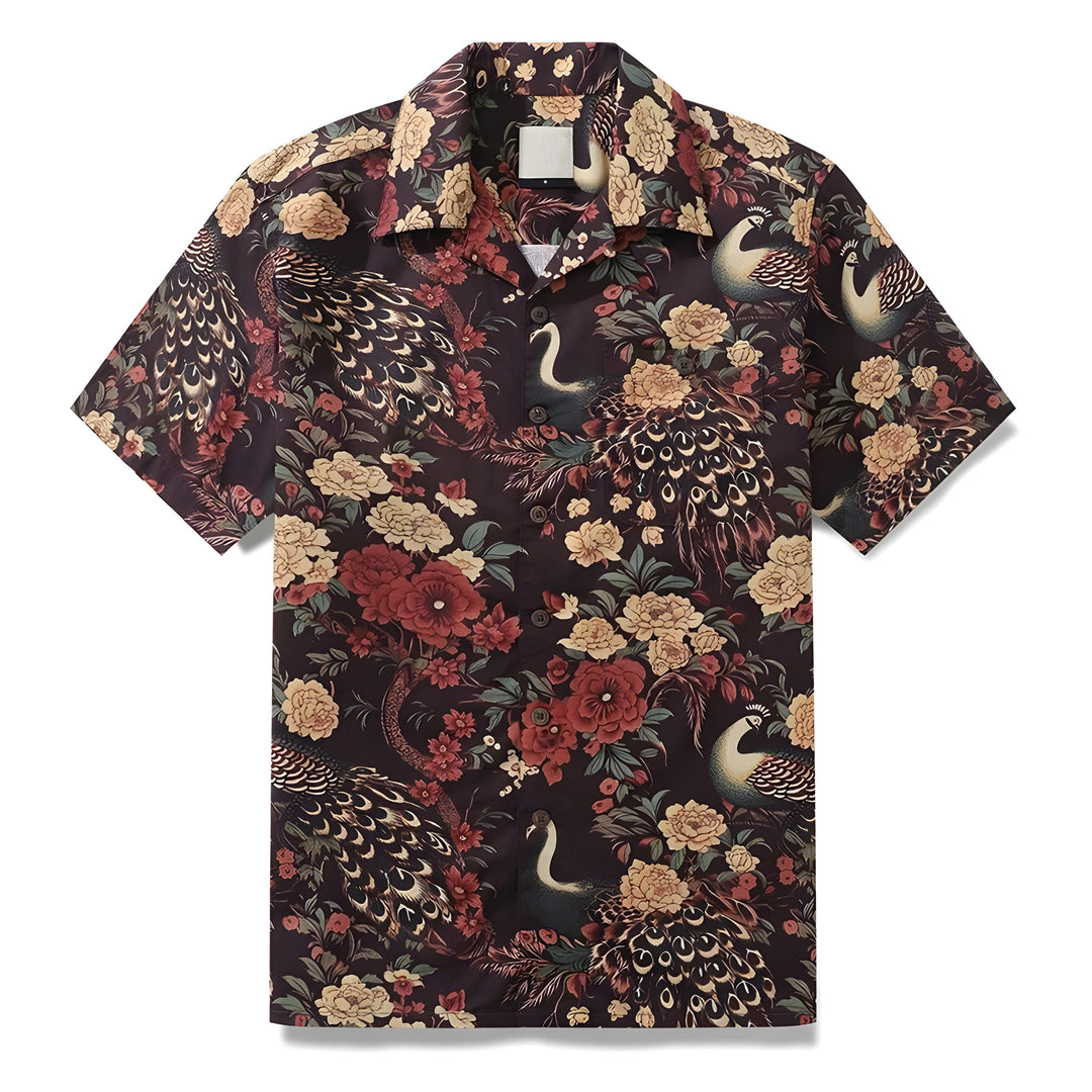 Men's Printed Resort Shirt – Lightweight Holiday Button-Up – Mochi