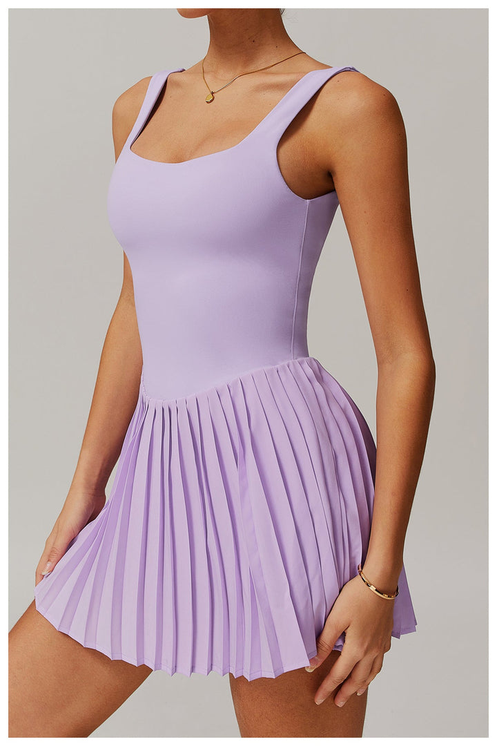 Women's Pleated Tennis Dress – Built-In Shorts & Pocket