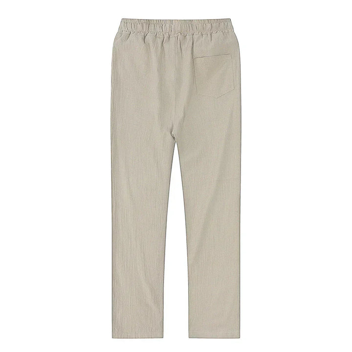 Men's Linen Blend Drawstring Trousers – Lightweight Summer Wear