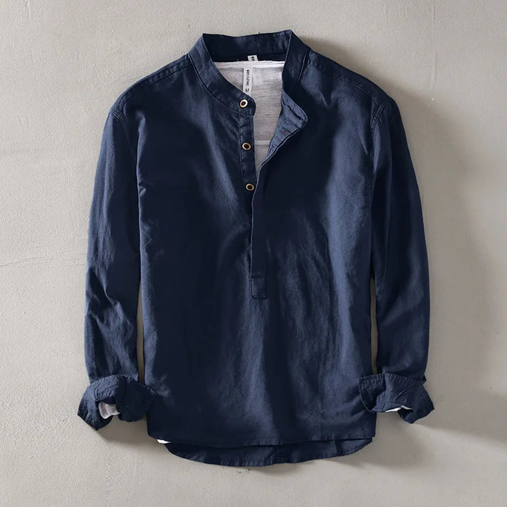 Men's Linen Blend Shirt – Relaxed Long Sleeve Summer Shirt