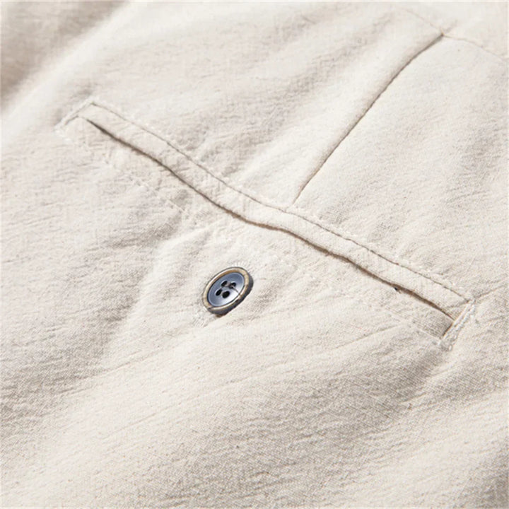 Men's Linen Blend Trousers – Relaxed Pleated Drawstring Fit – view 7