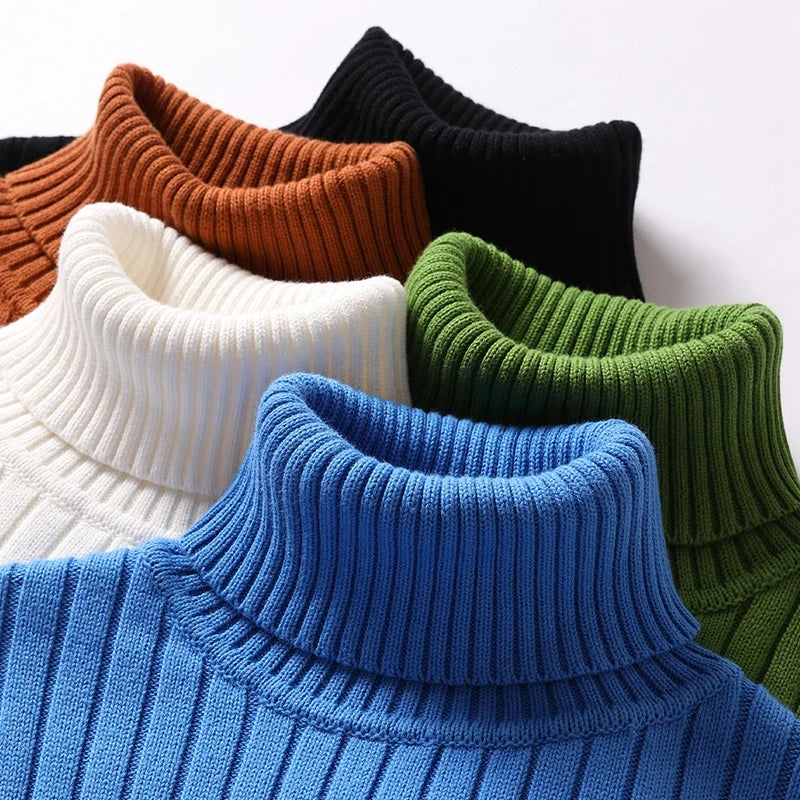 Men's Ribbed Knit Turtleneck Jumper – Heavy Roll Neck – view 6