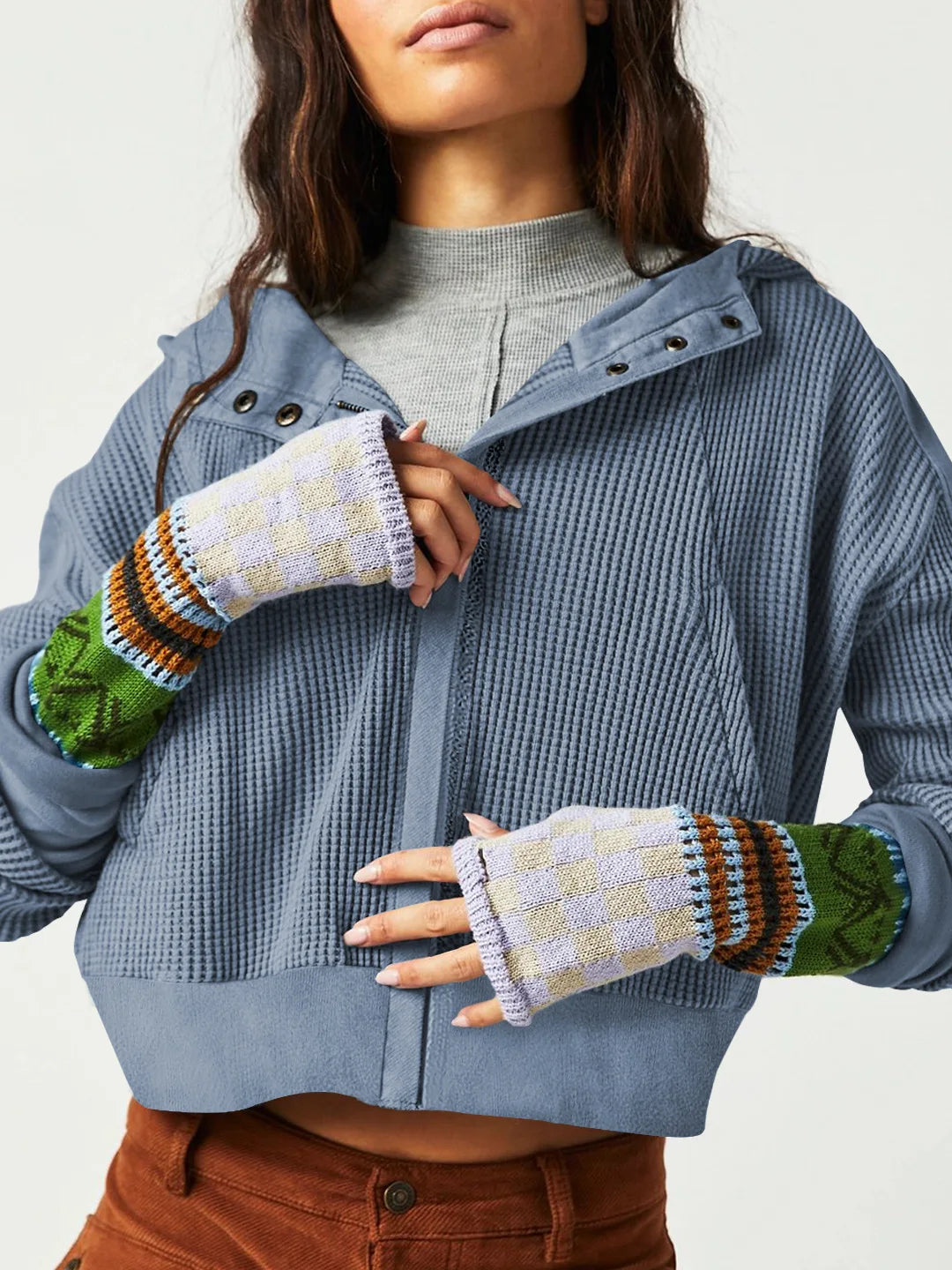 Women's Cropped Cotton Blend Hoodie – Soft Casual Layering – view 7