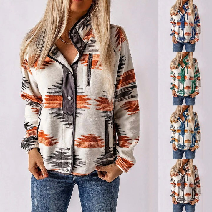 Women's Fleece Button-Up Jacket – Cosy Colour-Block Layering – view 5