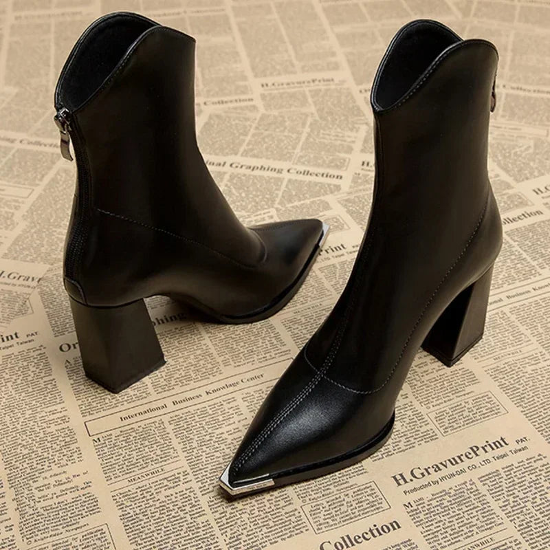 Women's Pointed Chelsea Boots with Block Heel – Smart Comfort – view 6