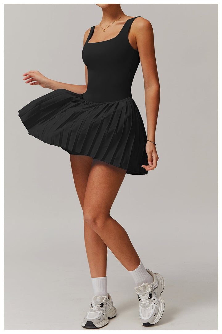 Women's Pleated Tennis Dress – Built-In Shorts & Pocket