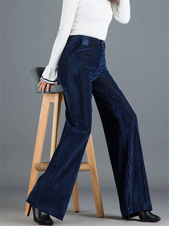Women's Corduroy Palazzo Trousers – High-Rise '70s Wide-Leg Flare