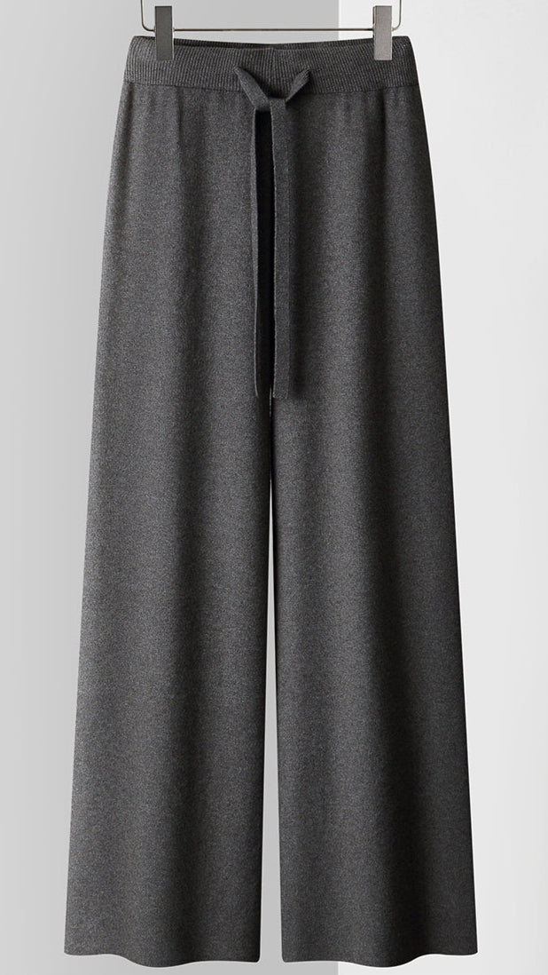 Women's Cashmere-Blend Wide-Leg Knit Trousers – Soft Lounge Luxury