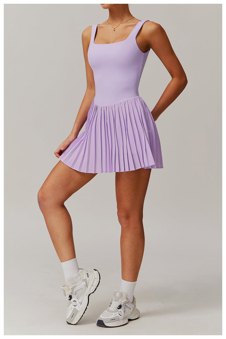 Women's Pleated Tennis Dress – Built-In Shorts & Pocket
