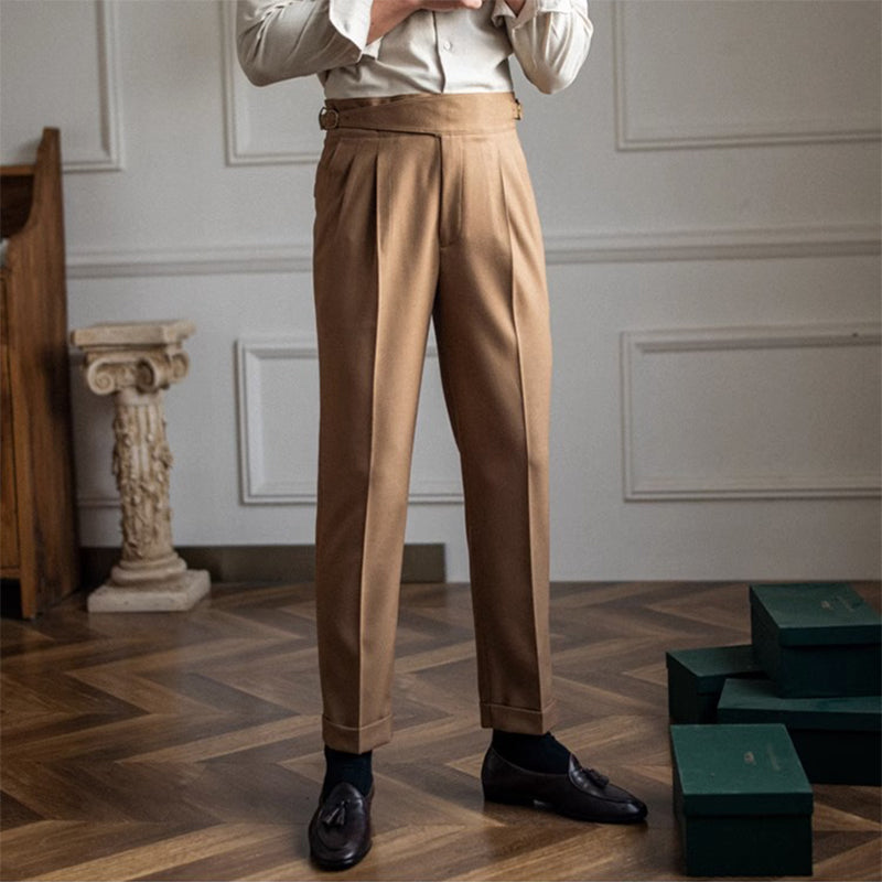 Men's Massimo Gurkha Trousers – High-Waist Tailored Pleated Fit – view 3