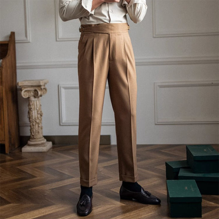Men's Massimo Gurkha Trousers – High-Waist Tailored Pleated Fit – view 3