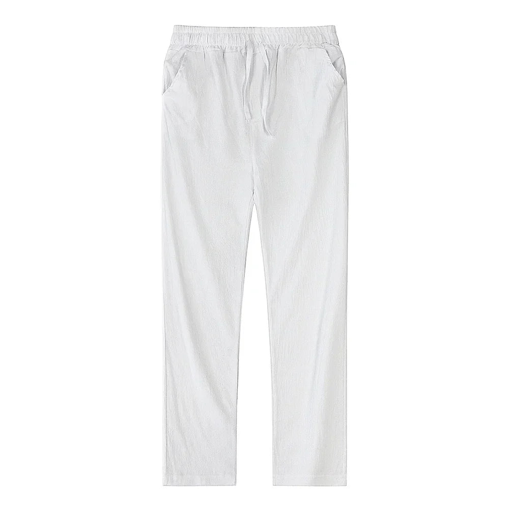 Men's Linen Blend Drawstring Trousers – Lightweight Summer Wear – view 11