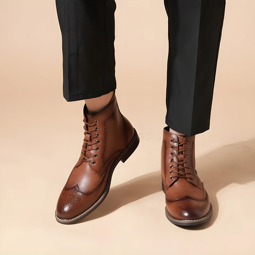 Men's Leather Wingtip Brogue Boots – Smart Everyday Wear – view 2