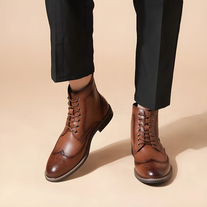 Men's Leather Wingtip Brogue Boots – Smart Everyday Wear – view 2