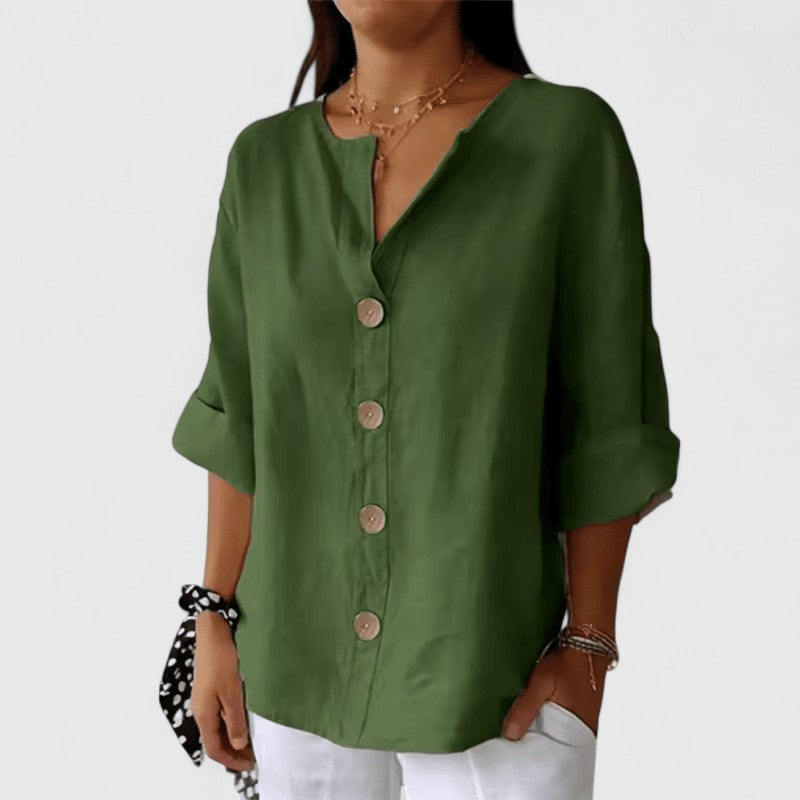 Women's Cotton-Linen Blouse - Effortless Summer Style