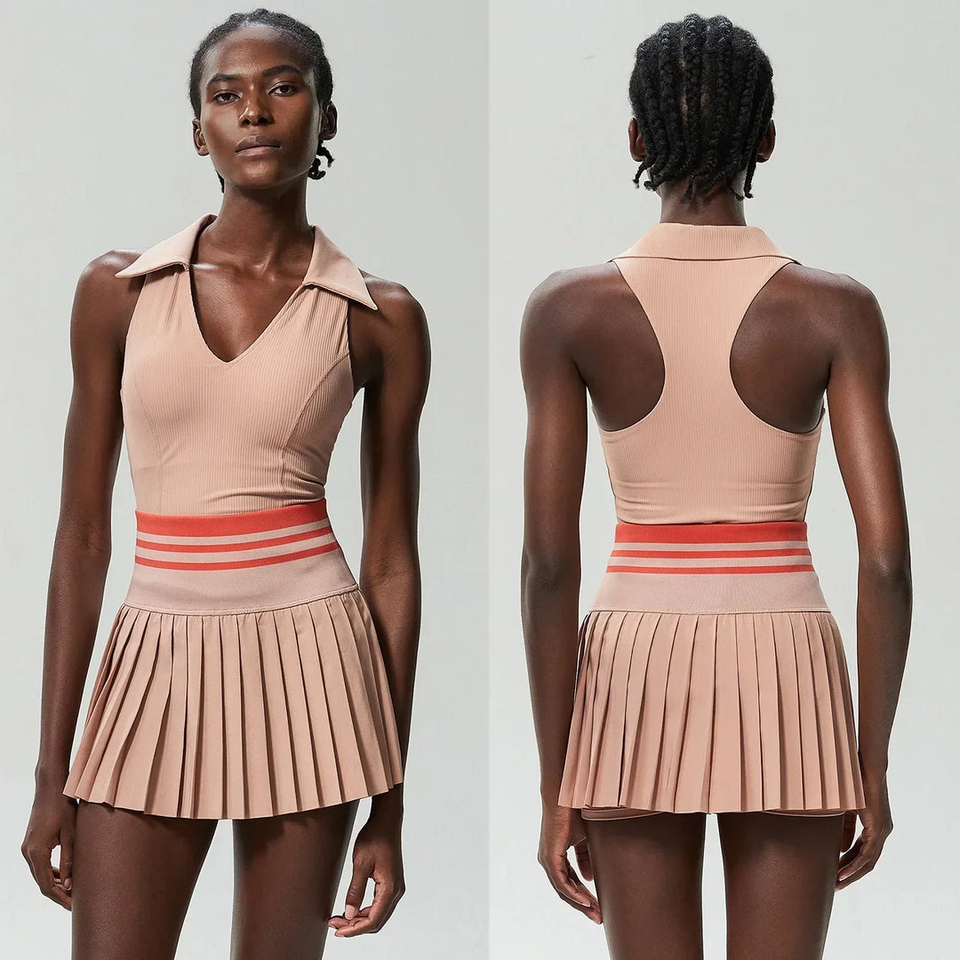 Women's Pleated Tennis Set – Quick-Dry Crop Top & Skirt