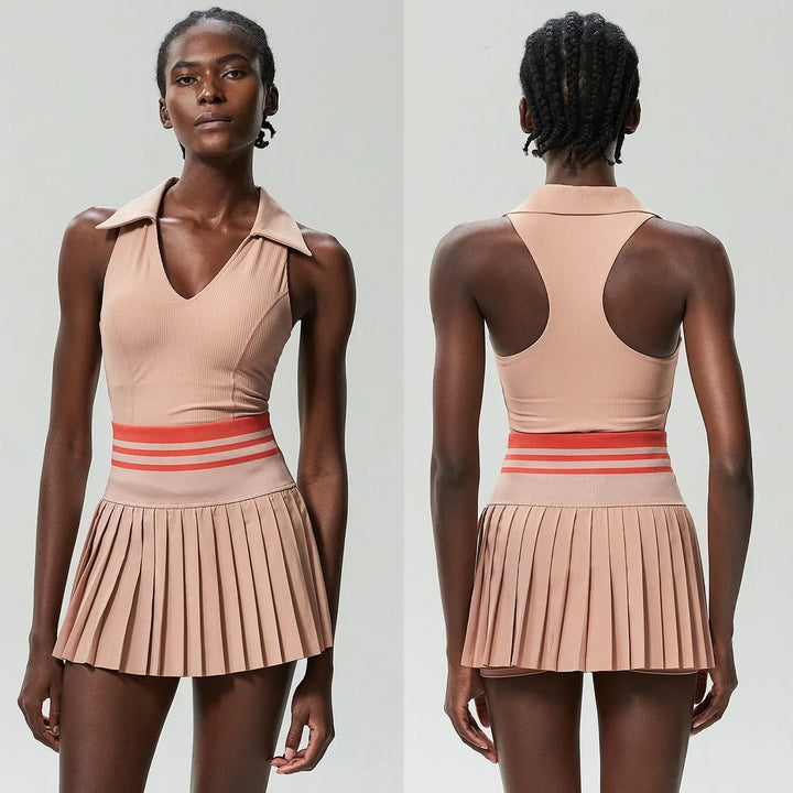 Women's Pleated Tennis Set – Quick-Dry Crop Top & Skirt
