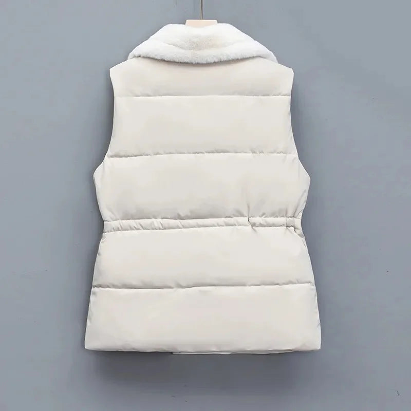 Women's Padded Gilet with Faux Fur Collar – Warm Layering Vest