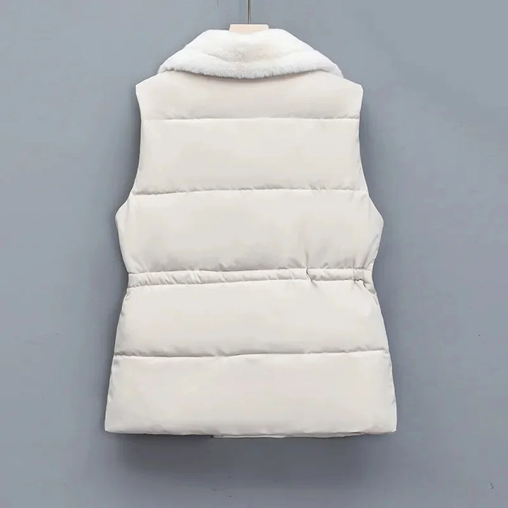 Women's Padded Gilet with Faux Fur Collar – Warm Layering Vest