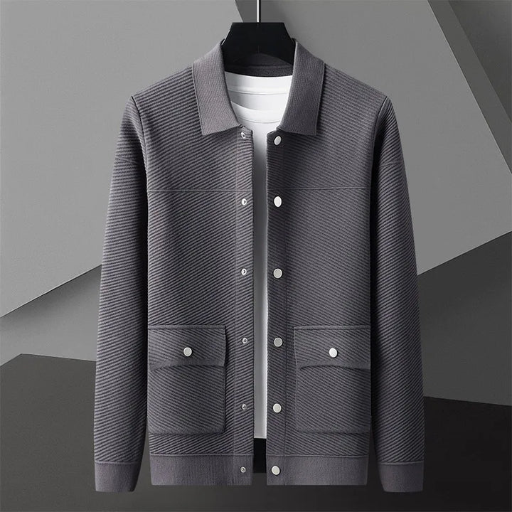 Men's Ribbed Knit Jacket with Snap Front – Smart Casual Layer – view 5
