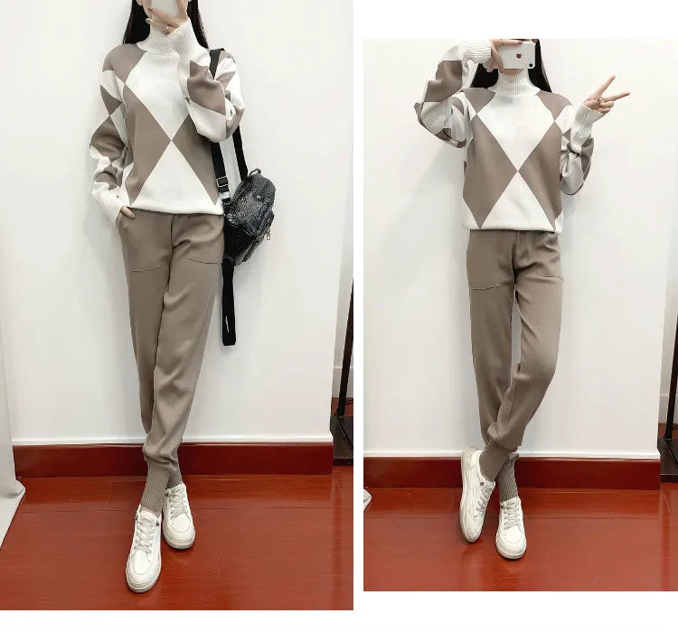 Women's Emilie Knitted Co-ord Set – Geometric Jumper & Joggers – view 3