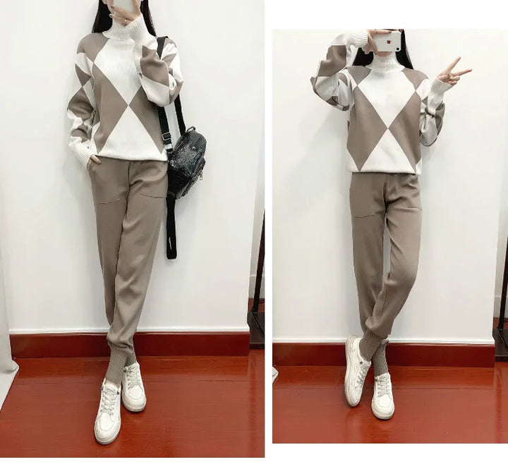 Women's Emilie Knitted Co-ord Set – Geometric Jumper & Joggers – view 3