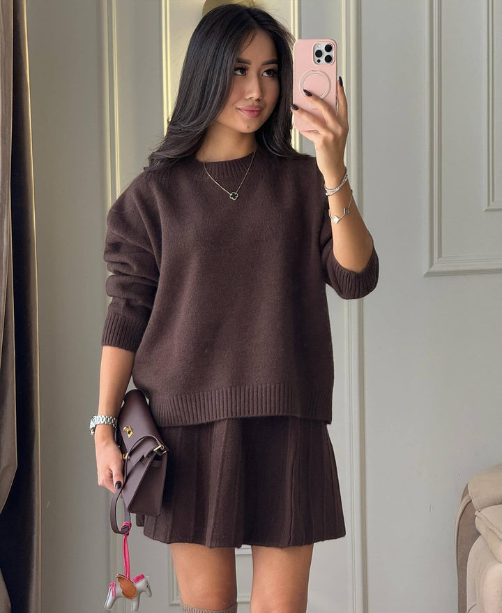 Pullover Sweater & Knit Skirt Set