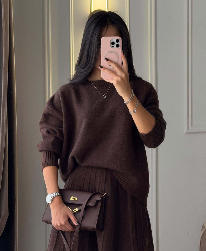 Pullover Sweater & Knit Skirt Set
