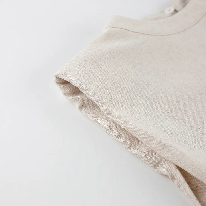 Women's Linen Twin Set – Cropped Top & Wide-Leg Trousers
