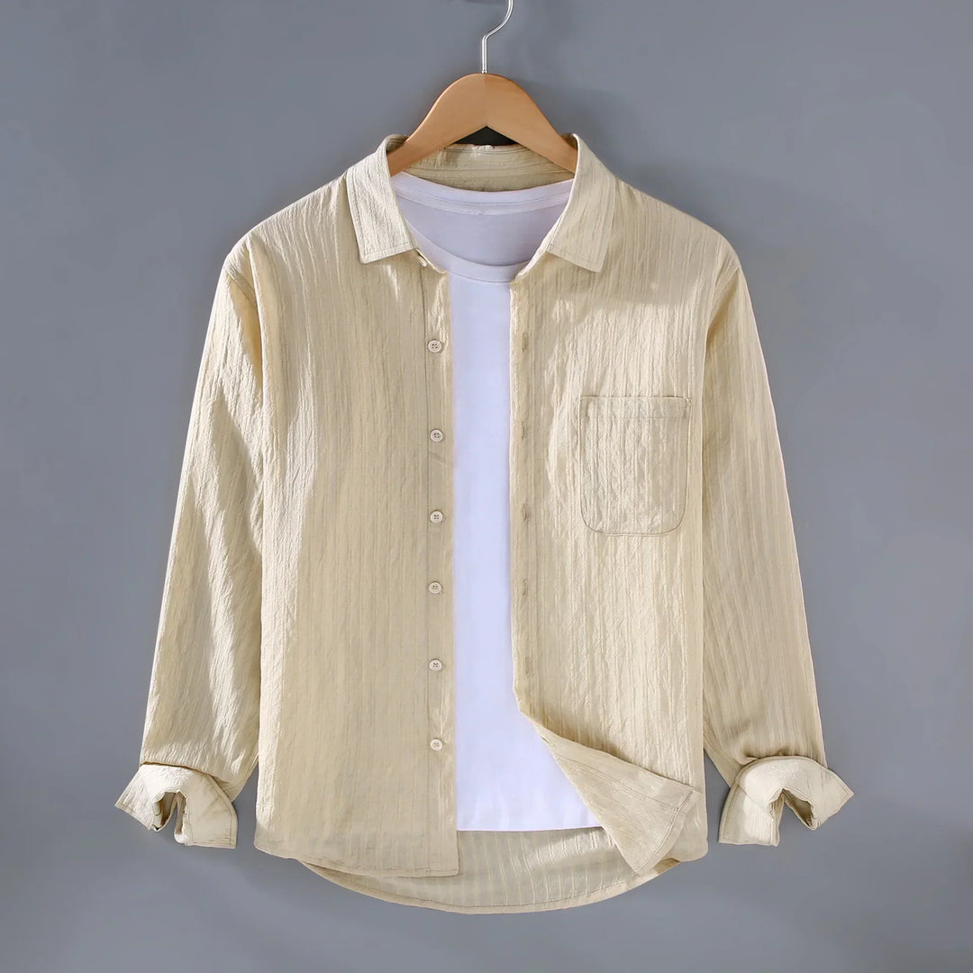 Men's Relaxed Linen Shirt – Breathable Summer Casual – Khaki