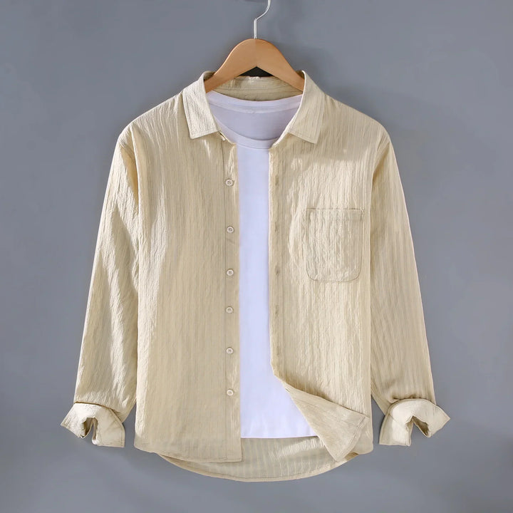 Men's Relaxed Linen Shirt – Breathable Summer Casual – Khaki