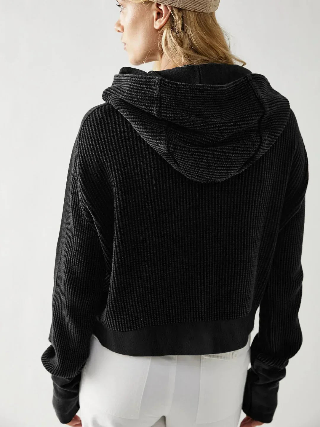 Women's Cropped Cotton Blend Hoodie – Soft Casual Layering